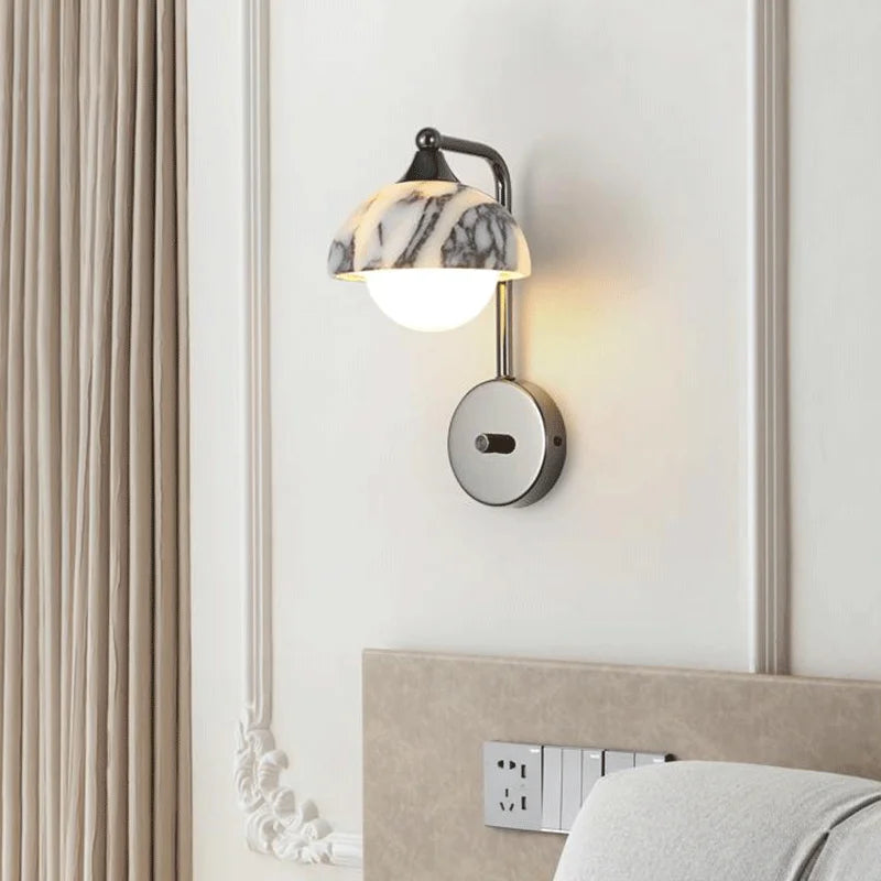 Orion Marble Sconce Black marble wall sconce alabaster stone modern luxury bedroom wall light