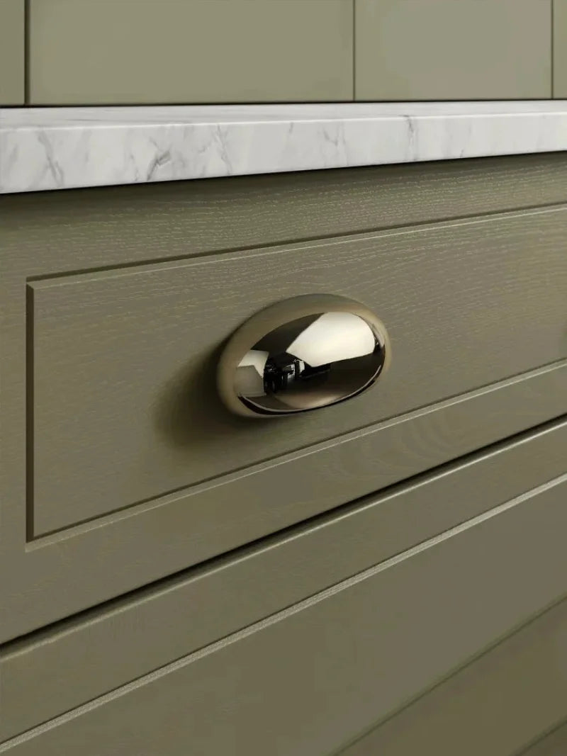 Mirror Gloss Nickel Silver Shell Shape Drawer Pulls 64mm Hole Spacing Modern Luxury Oval Cabinet Handles for Closet Dresser-Letifly Lights and Decor