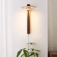 Japanese Retro Bedside Led Wall Lamp for Bedroom Living Room Stone Walnut Wood Wall Light with Switch Indoor Lighting Decoration-Letifly Lights and Decor
