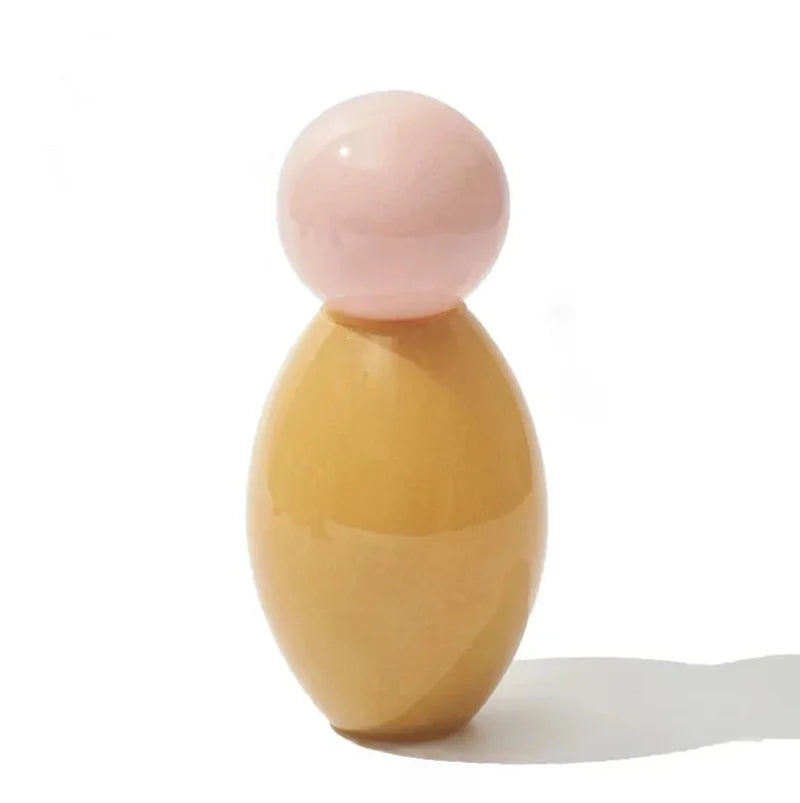 Pastel colored glass bud vase sealed lid sculptural aromatherapy flower diffuser container