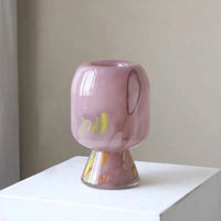 Sculpted Bloom Vase Colorful Glass Vase Hydroponics Plant Pots Table Decoration Flowers Arrangement Painted Artwork Floral Vase Room Aesthetic Decor