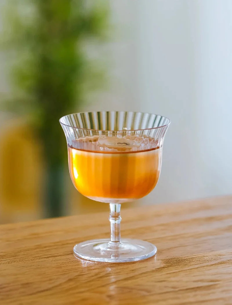 fluted crystal cocktail coupe glass elegant striped barware