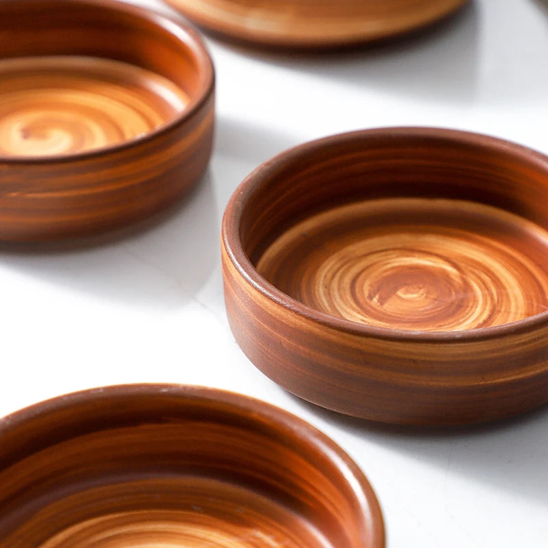 Terracotta ceramic dessert dish swirl glaze small snack bowl modern rustic tableware fruit dessert bowl