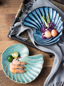 Ceramic shell plate kiln glaze ocean-inspired tableware