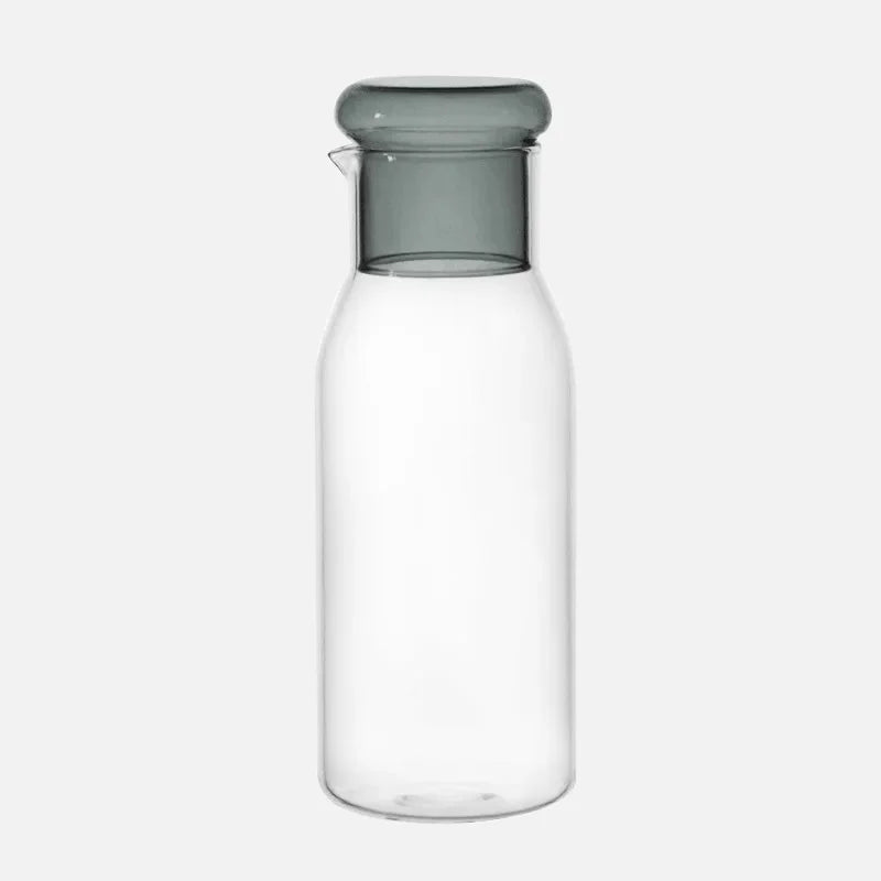 Glass carafe with cup lid modern water bottle minimalist infusion pitcher clear glass beverage container bedside carafe