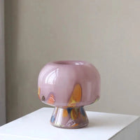 Sculpted Bloom Vase Colorful Glass Vase Hydroponics Plant Pots Table Decoration Flowers Arrangement Painted Artwork Floral Vase Room Aesthetic Decor