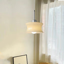 Retro glass pendant light French style ripple shape chrome accent cream white minimalist ceiling lamp bedroom dining room