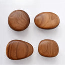 Cabinet handle solid walnut smooth pebble shape modern design