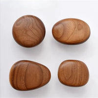 Cabinet handle solid walnut smooth pebble shape modern design