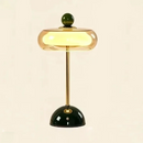 Mid-Century Modern Glass Table Lamp Vintage LED Bedside Desk Lamp Golden Metal Pole Bedroom Nightstand Decor Light-Letifly Lights and Decor