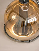 amber globe glass pendant light with iron frame modern ceiling lamp for dining room kitchen office