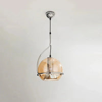 amber globe glass pendant light with iron frame modern ceiling lamp for dining room kitchen office