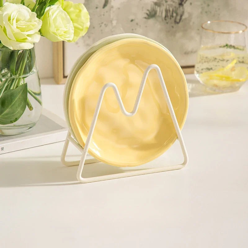 Luna Creme Pastel ceramic snack plates wavy edge hand-glazed modern dish set
