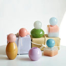 Pastel colored glass bud vase sealed lid sculptural aromatherapy flower diffuser container