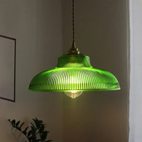 Linden Glow Ribbed Pendant Light Ribbed glass pendant light with brass hardware Nordic hanging lamp