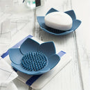 lotus flower silicone soap holder dish with drainage pad for bathroom or kitchen sink