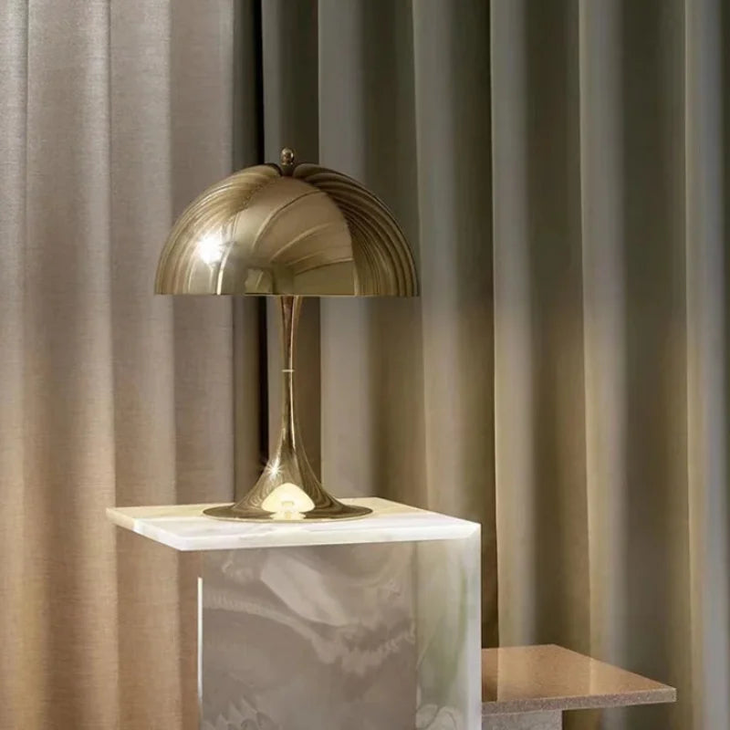 Table lamp dome silhouette glossy finish mid century style mushroom table lamp