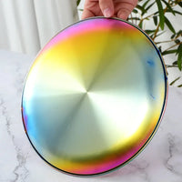 Stainless Steel Dinner Plates European Style Dessert Plate Kitchen Serving Dishes Salad Plate Cake Tray Western Steak Round Tray-Letifly Lights and Decor