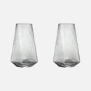 Highball drinking glass clear geometric modern faceted borosilicate vertical ripple texture