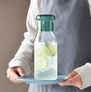 Glass carafe with cup lid modern water bottle minimalist infusion pitcher clear glass beverage container bedside carafe
