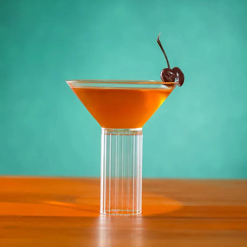 Martini cocktail glass with ribbed stem clear barware