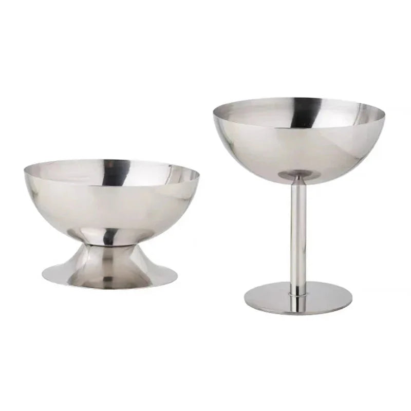 Stainless steel dessert pedestal bowl polished mirror finish modern serveware
