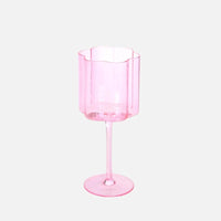 Wave Rim Glass Collection Colorful crystal glasses with wavy petal rim modern cocktail and wine glass 