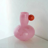 Glass vase with orb detail stained glass pastel colorful modern decor