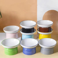 Elevated Ceramic Cat Bowl, Raised Slow Feeder for Cats & Small Dogs, Anti-Choking Neck Guard, Multiple Colors, Non-Slip Bowl-Letifly Lights and Decor