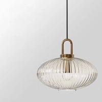 Clara Ridge Glass Pendant Lamps clear ribbed glass pendant lamp gold accent modern lighting for living room dining room bedroom
