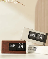 European Style Table Clocks with Calendar Mechanical Page Turning Clock Retro Desktop Clock for Home Living Room Office Decor-Letifly Lights and Decor