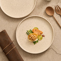 Speckled ceramic dinner plate warm sand color minimalist rustic modern tableware plate