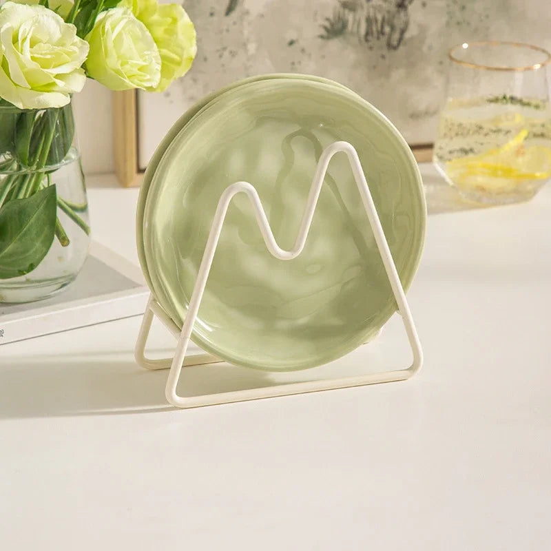 Luna Creme Pastel ceramic snack plates wavy edge hand-glazed modern dish set