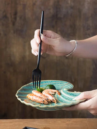 Ceramic shell plate kiln glaze ocean-inspired tableware