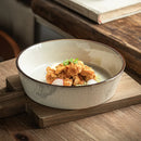 Ceramic salad bowl vintage textured glaze wide shallow durable rustic