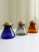 Glass storage jar airtight cork lid stained modern colorful container