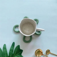 wave silicone heat resistant coaster non-slip pot holder modern kitchen mat