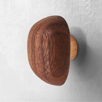 Cabinet handle solid walnut smooth pebble shape modern design