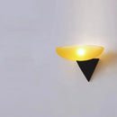 Modern glass wall lamp with black triangular mount ambient hallway lighting