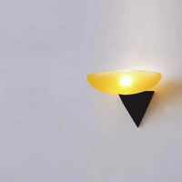 Modern glass wall lamp with black triangular mount ambient hallway lighting