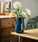 Ceramic ombre pitcher glossy gradient blue serving carafe modern decorative vase home tableware