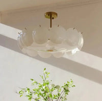 Pendant light cream-white glass discs brass accents Nordic design ceiling light pendant lamp