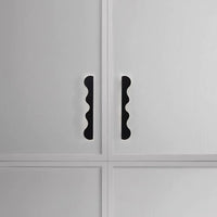 Brass Wave Shape Cabinet Handles Modern Drawer Pulls Gold/Black Furniture Handles for Kitchen Wardrobe Door-Letifly Lights and Decor