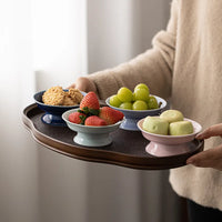 Refreshment Plate, Ceramic Fruit Plate, Small Living Room Household Snack Plate, High-Footed Fruit Tray, Nut Plate.-Letifly Lights and Decor