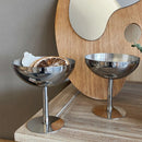 Stainless steel dessert pedestal bowl polished mirror finish modern serveware
