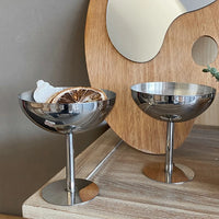 Stainless steel dessert pedestal bowl polished mirror finish modern serveware