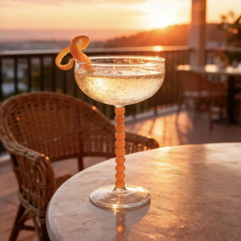 Gilded Era Beaded Coupe Glass