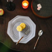 Octagonal glass serving plate clear frosted geometric modern fruit dessert platter minimalist tableware