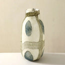 Glass vase cream green blue pebble pattern polished finish
