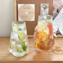 Highball drinking glass clear geometric modern faceted borosilicate vertical ripple texture